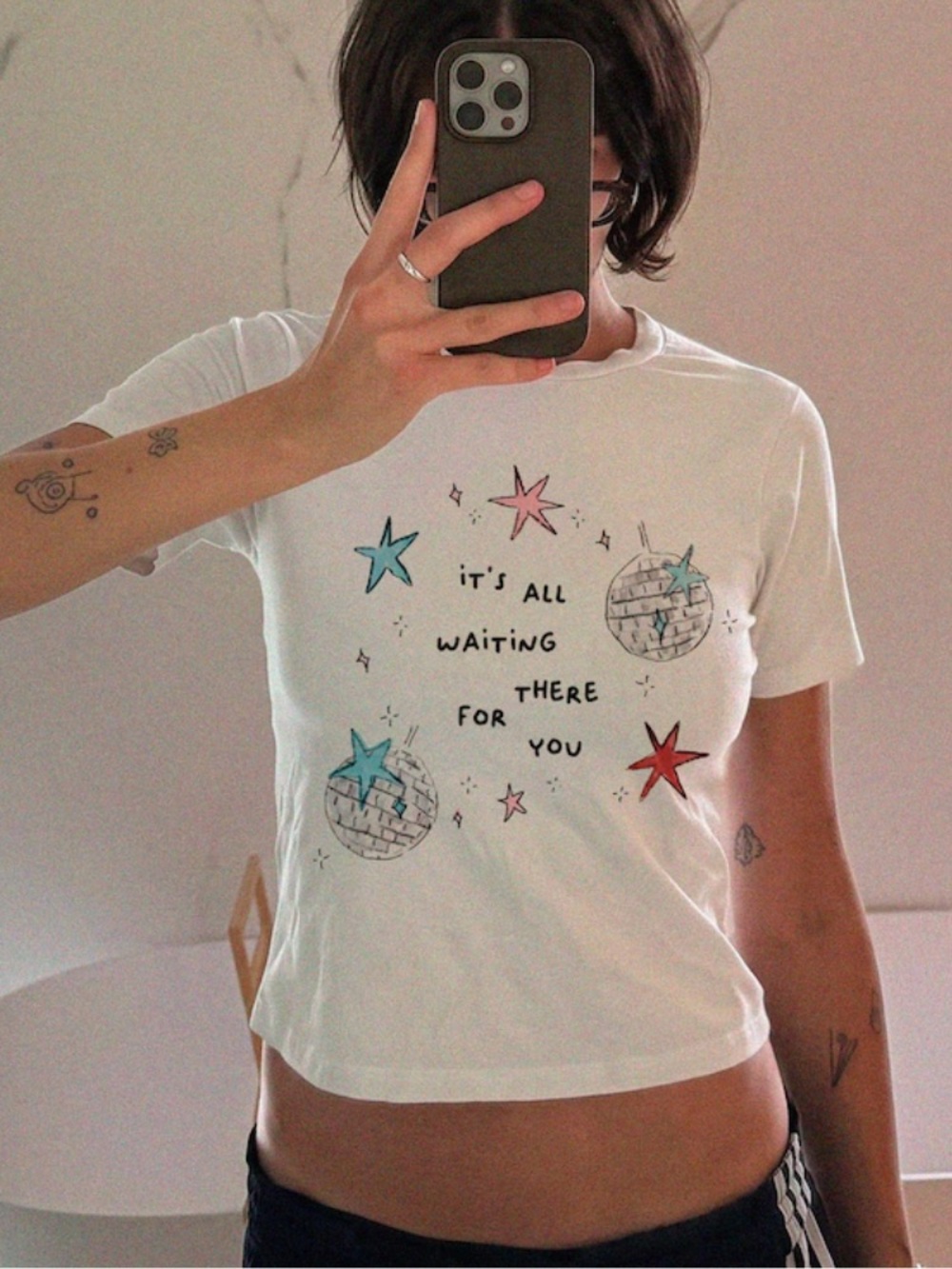 It's All Waiting There For You Discotheque Stars Doodle Vintage White BabyTee